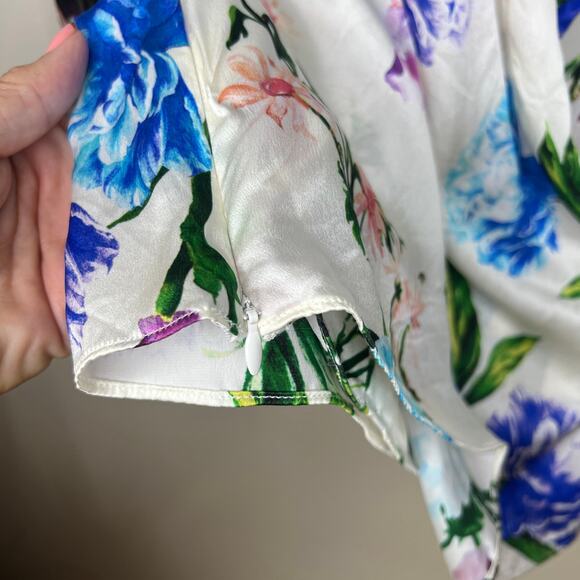 J. Dosi LA Celebrity Fashion Designer Silk‎ Floral Long Sleeve Blouse Top Size 1 - Picture 6 of 9